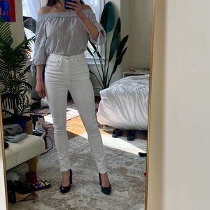 Off-the-Shoulder White and Blue H&M Top
